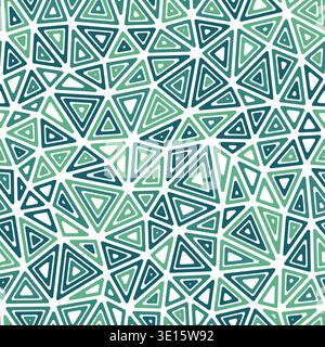 Triangular pattern background. Medium triangle size. Multiple repeated inner triangles. Multicolored style. Repeatable pattern. Vibrant vector tiles. Stock Vector