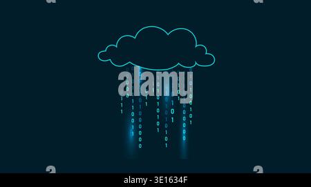 Binary Rain background. Abstract hacker code and data streams for crypto currency techno banner with numbers. Vector illustration Stock Vector