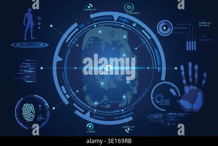 fingerprint scan in futuristic style, concept of cyber security Stock Vector