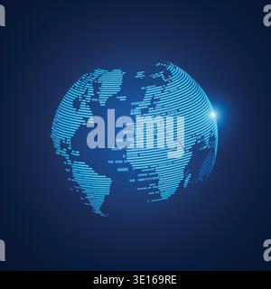 concept of digital world, graphic of technological globe combined with binary code Stock Vector
