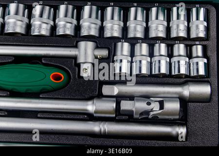 Close-up of universal tool kit for car repair Stock Photo