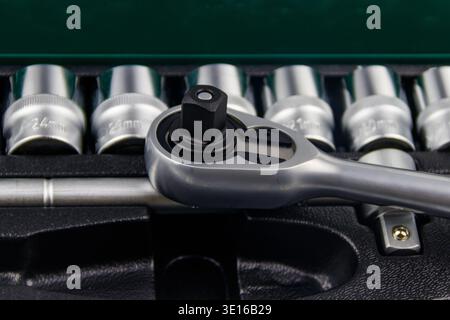 Close-up of universal tool kit for car repair Stock Photo