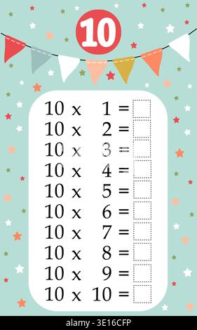 Times Table Vector Set Printable Multiplication Table Multiplication tables for kids. Time table for kids. Colorful ...