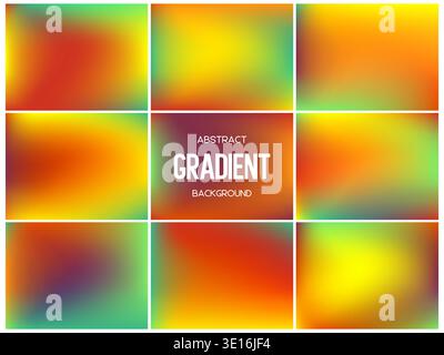 Set of vibrant tropical mesh gradients. Stock Vector