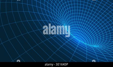 Abstract 3D wireframe mesh tunnel Stock Vector