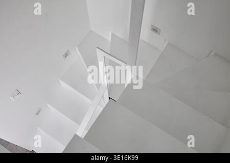 Abstract white stair composition with sharp geometric lines. Stock Photo