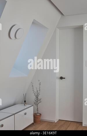 Abstract white stair composition with sharp geometric lines. Stock Photo