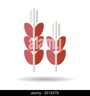 A simple icon of two golden wheat ears. Designed in a clean, modern, flat outline style. Ideal for food packaging, menus, and organic product labels. Stock Vector