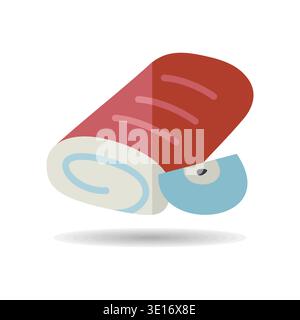 A simple icon of a classic apple strudel pastry. Designed in a clean, modern, flat outline style. Perfect for cafe menus, food apps, and websites. Stock Vector