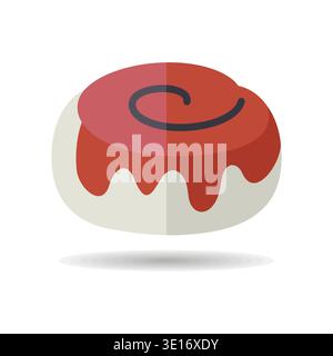 A simple icon of a classic cinnamon roll with icing. Designed in a clean, modern, flat outline style. Ideal for menus, food apps, and cafe websites. Stock Vector