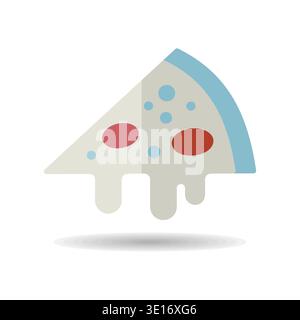 A simple icon of a hot slice of cheese pizza. Designed in a clean, modern, flat outline style. Ideal for menus, food apps, and restaurant websites. Stock Vector