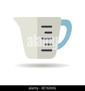 A simple icon of a classic kitchen measuring cup. Designed in a modern flat outline style. Ideal for cooking blogs, recipe apps, and kitchen supply we Stock Vector