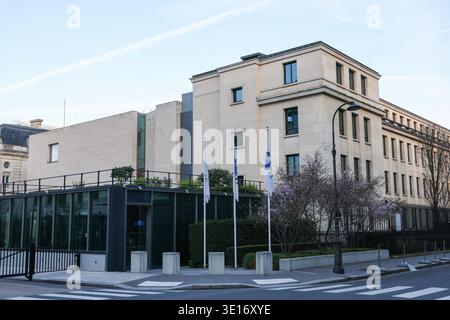 Paris, France. 15th Mar, 2026. This photo taken on March 15, 2026 shows the headquarters of the Organisation for Economic Co-operation and Development (OECD) in Paris, France. The Chinese and U.S. delegations convened on Sunday morning for talks on economic and trade issues. Credit: Wu Huiwo/Xinhua/Alamy Live News Stock Photo