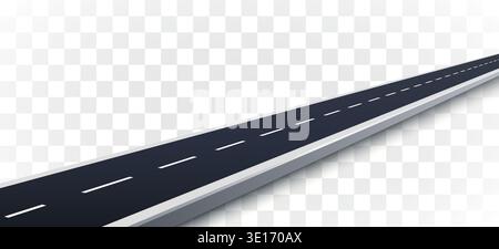 Empty straight road with dashed lines in a long perspective view, symbolizing journey and progress. Vector illustration. Stock Vector