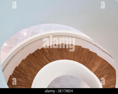 Spiral staircase seen as a sculptural architectural form. Stock Photo