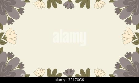 Spring floral frame with hand drawn flowers and leaves vector illustration. Stock Vector