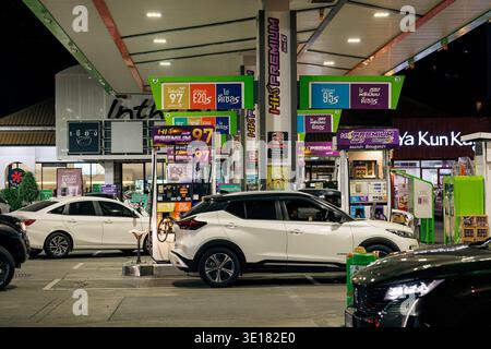 Bangkok, Thailand. 15th Mar, 2026. People buy fuel at a Bangchak gas station in Bangkok, Thailand, on Sunday, March 15, 2026. Although Thailand is well stocked with oil reserves, prices are on the rise due to the ongoing war in Iran, and fears of fuel rationing continue to simmer. (Credit Image: © Andre Malerba/ZUMA Press Wire) EDITORIAL USAGE ONLY! Not for Commercial USAGE! Stock Photo