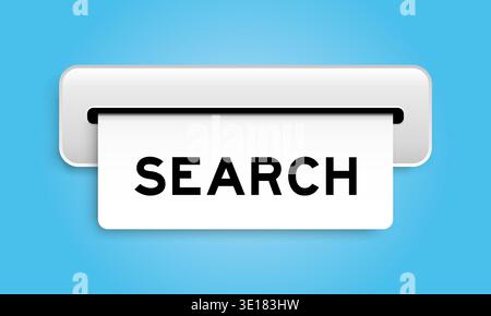 White coupon banner with word search from machine on blue color background Stock Vector