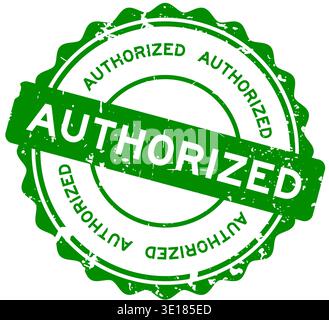 Grunge green authorized word round seal stamp on white background Stock Vector