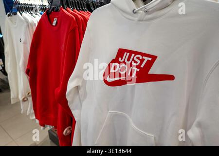 Branded sports merchandise on sale in Macy's flagship store, 2026, New York City, United States Stock Photo
