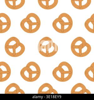 Traditional bakery seamless pattern with fresh baked pretzels vector Stock Vector