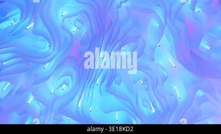 Abstract wavy blue and purple liquid forms creating a futuristic flow of light Stock Photo