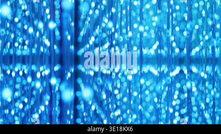 Blue glowing particles creating an abstract digital communication background Stock Photo