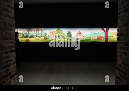 David Hockney’s first exhibition at the Serpentine is now open. The ninety-metre-long frieze A Year in Normandie is displayed alongside new paintings Stock Photo