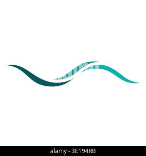 Smooth curves, dynamic teal turquoise water wave design with flowing curved fluid motion Stock Vector