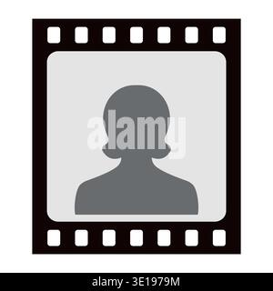 Filmstrip silhouette female avatar profile icon, filmstrip cinematic media Stock Vector