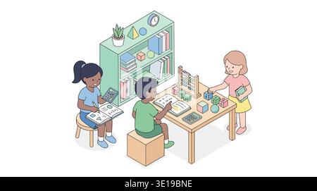 Isometric Education Learning Student Study Online School University Knowledge Illustration Concept Stock Vector