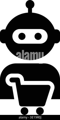 AI Robot Shopping Cart Icon for ecommerce, retail, store marketplace vector illustration Stock Vector