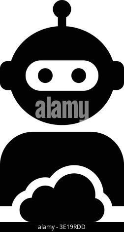 AI Robot Cloud Computing Icon for storage server network internet glyph vector illustration pictogram Stock Vector