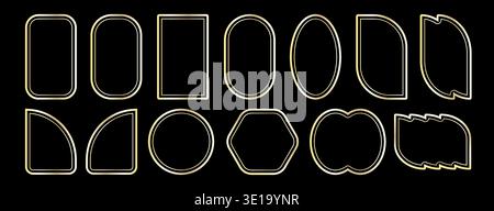 Golden frames vector. Luxury geometric frames, art deco style for wedding invitation and VIP design. EPS10 Stock Vector