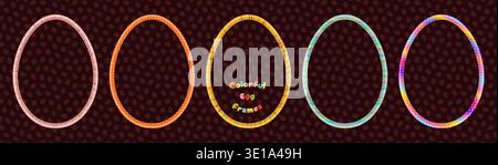 Cute vector Easter egg shaped frames, colorful borders for package design, marketing and spring backgrounds Stock Vector