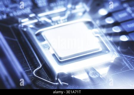 Closeup of shining computer processor CPU with blank space for design Stock Photo