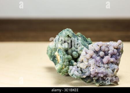Botryoidal Chalcedony Grape Agate Specimens in Purple and Green Stock Photo