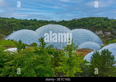 Greenhouse complex at Eden project in Cornwall, England.IMAGE Stock Photo
