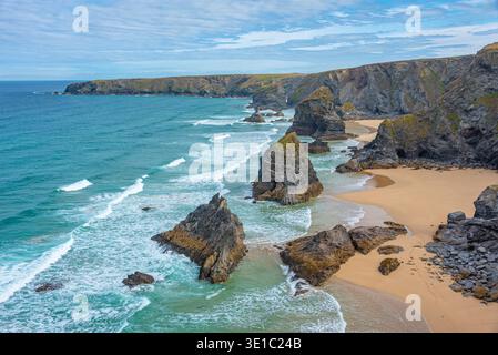 Summer day at Bedruthan Steps in England.IMAGE Stock Photo
