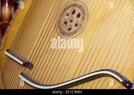 Bandura - Ukrainian traditional musical instrument close-up. Stock Photo