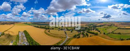 Aerial view of Avebury stone circle in England.IMAGE Stock Photo