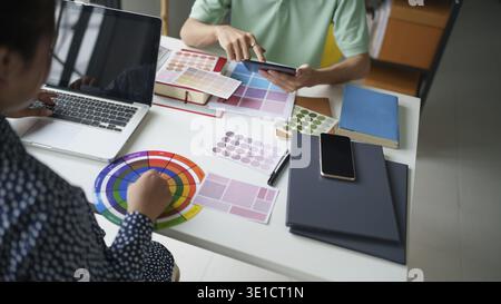 Business People Meeting Design Ideas professional investor working new start up project. business workers working discussing together planning in offi Stock Photo