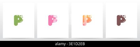 Bite Cookies Cake Letter Initial Logo Design P Stock Vector