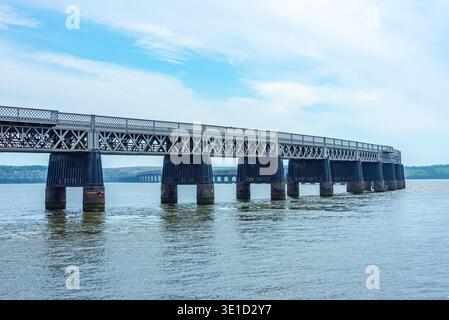 Train bridge over Tay river in Dundee, Scotland.IMAGE Stock Photo