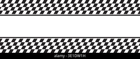 Top and bottom borders with tilted checkered print and space in center. Sport car or chess game, taxi or police competition background. Repeated Stock Vector