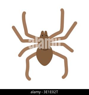 Brown recluse spider cartoon clipart. Cute brown spider (Loxosceles reclusa) vector illustration. Animal in flat style. Insects and anthropods concept Stock Vector