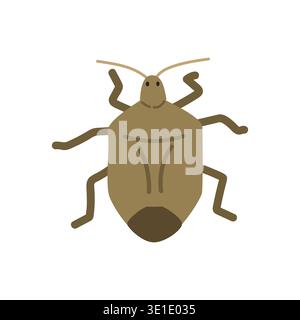 Stink bug cartoon clipart. Cute Asopinae stink bug vector illustration. Animal in flat style. Insects and anthropods concept isolated on white Stock Vector