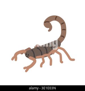 Scorpion cartoon clipart. Cute deathstalker scorpion vector illustration. Animal in flat style. Insects and anthropods concept isolated on white Stock Vector