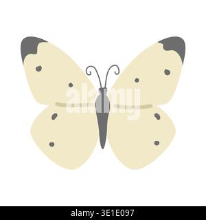 Butterfly cartoon clipart. Cute cabbage white butterfly (Pieris rapae) vector illustration. Animal in flat style. Insects and anthropods concept Stock Vector