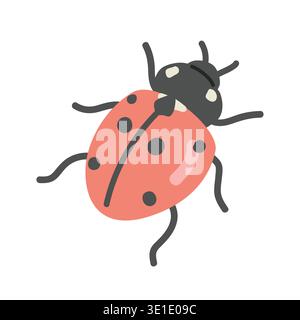 Ladybug cartoon clipart. Cute seven-spotted ladybug (Coccinella septempunctata) vector illustration. Animal in flat style. Insects and anthropods Stock Vector